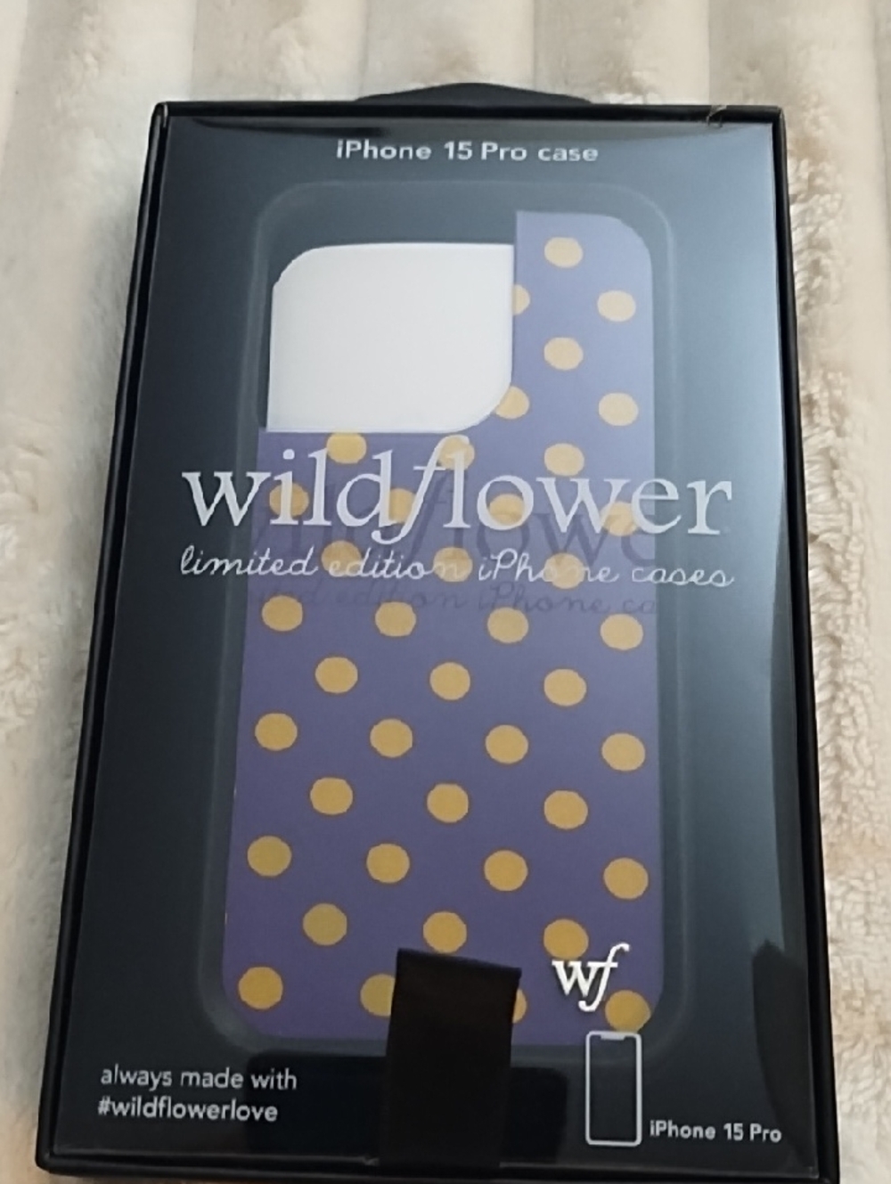 Wildflowers iPhone 15 Pro Case — Purple with Gold Polka Dots